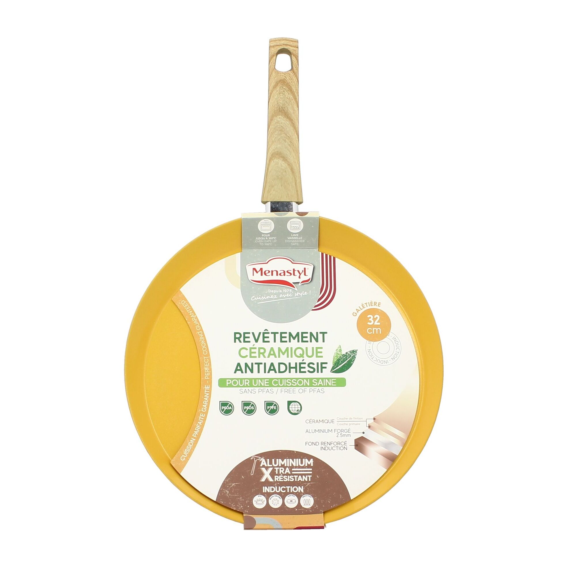 Galetière 32cm avec revêtement céramique jaune - tous feux  COLORAMA