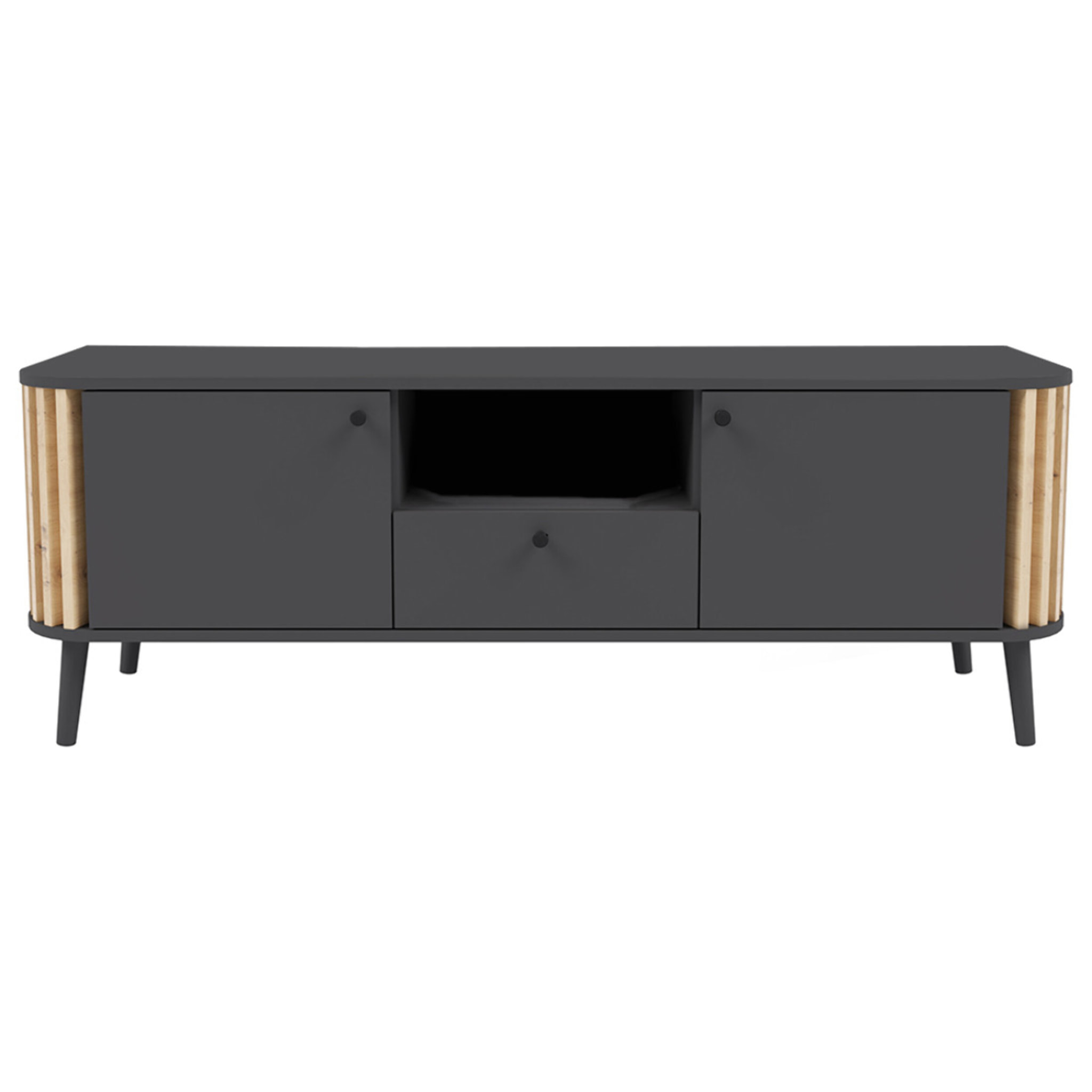 Camberwell - meuble tv - gris et effet bois - 138 cm - Bois / Gris