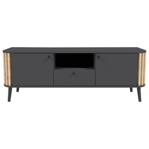 Camberwell - meuble tv - gris et effet bois - 138 cm - Bois / Gris