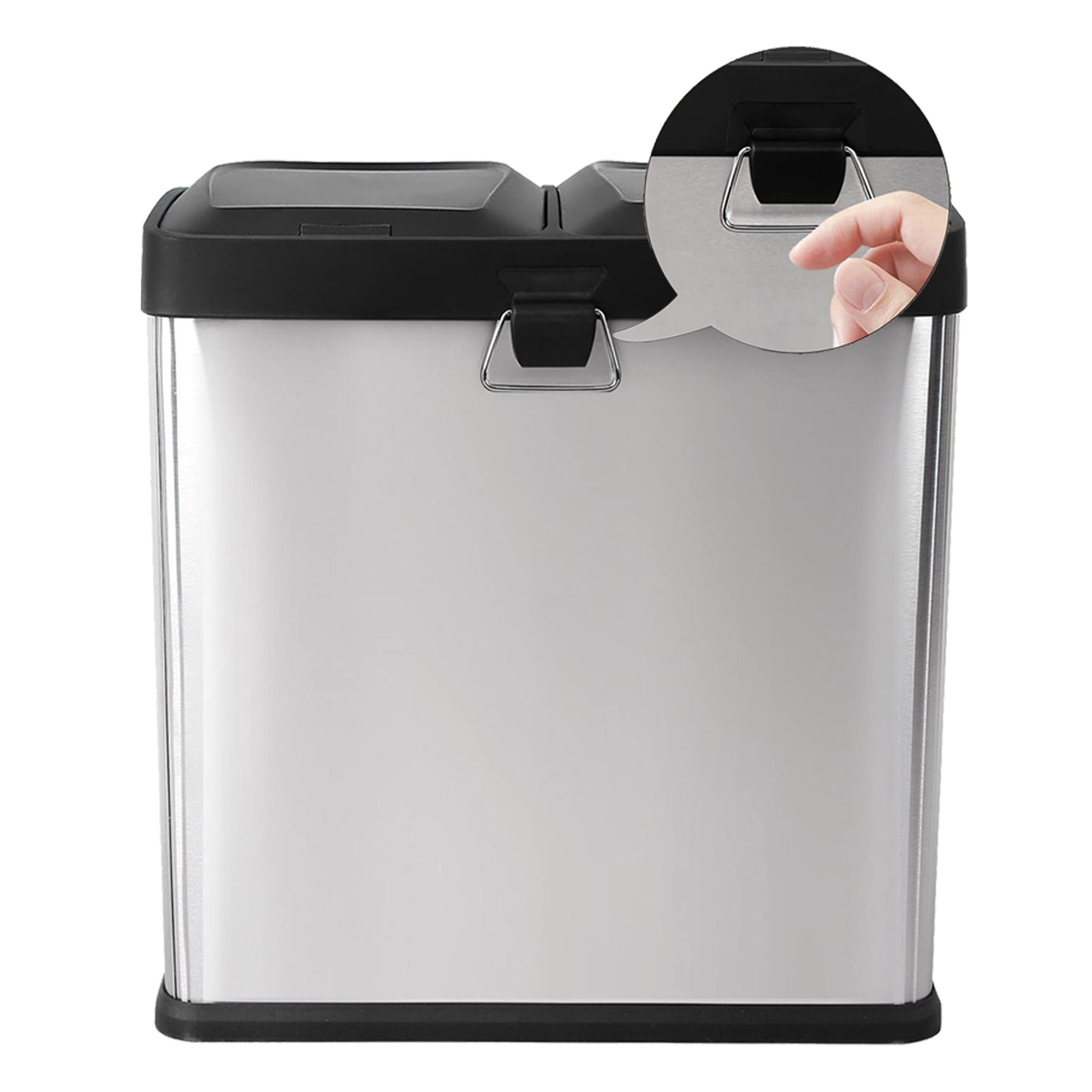 Cubo de reciclaje ecológico 16 litros de 2 compartimentos, reciclaje de basura / cubos de reciclaje, gran capacidad, para papel, vidrio y plástico