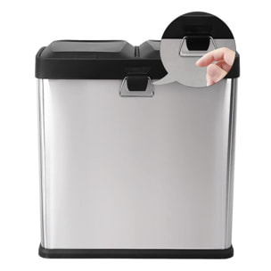 Cubo de reciclaje ecológico 16 litros de 2 compartimentos, reciclaje de basura / cubos de reciclaje, gran capacidad, para papel, vidrio y plástico