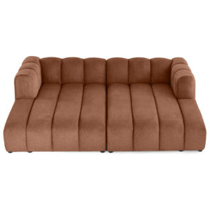 Debbie - canapé modulable droit 3 places avec double méridienne - assise profonde - en tissu texturé - Terracotta