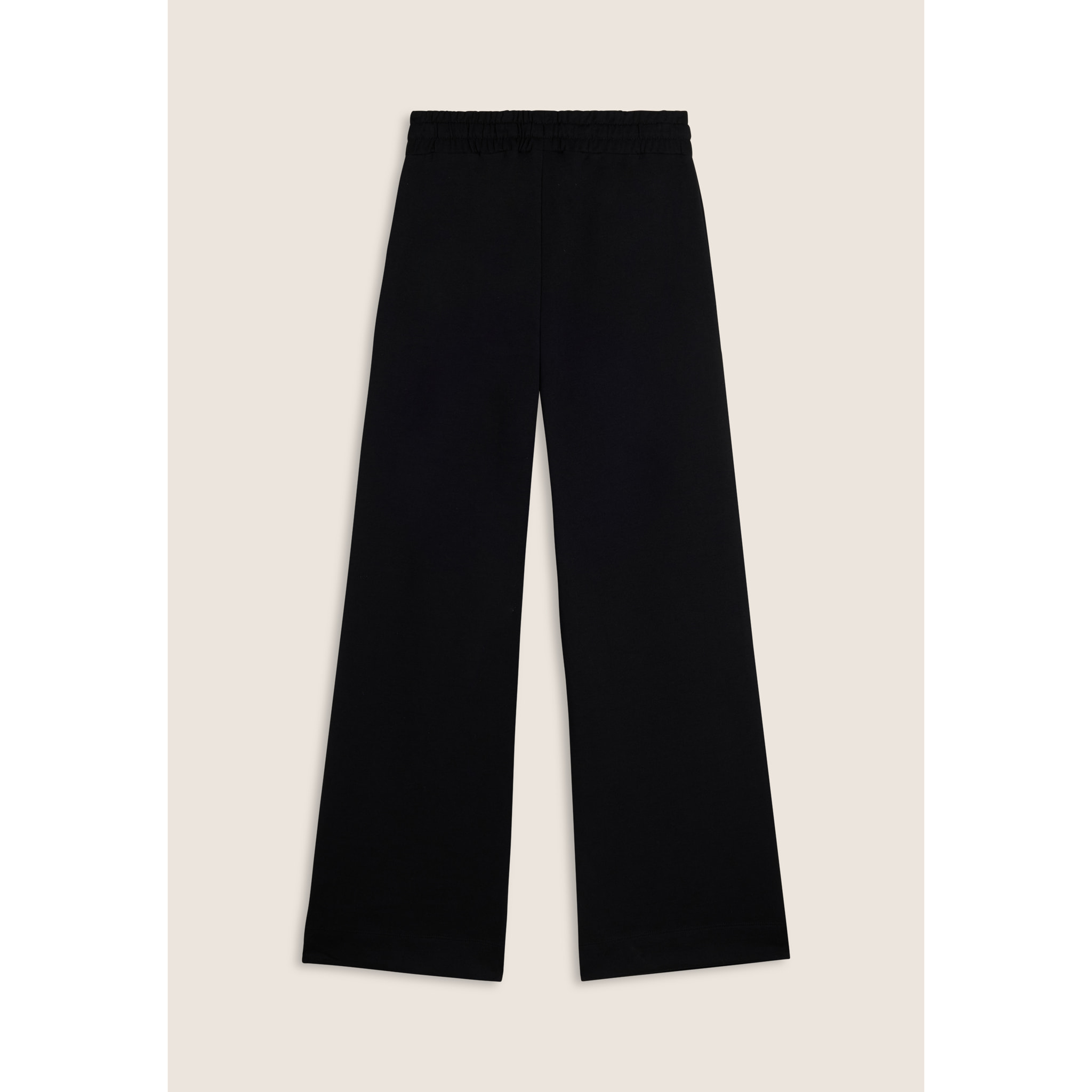 Jogger neri regular fit in french terry con gamba ampia