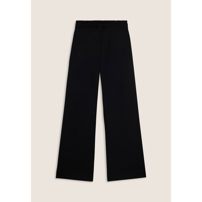 Jogger neri regular fit in french terry con gamba ampia