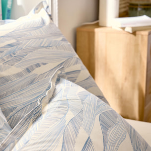 Taie d’oreiller coton 57 fils motif ondulé - Bleu