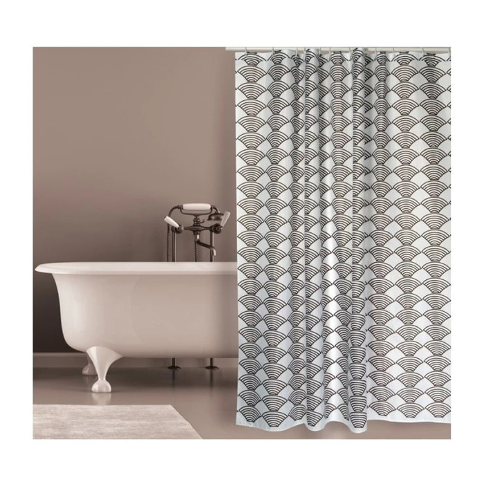Rideau de douche Polyester BENTO 180x200cm QUALITE PREMIUM Marron - Anneaux inclus MSV