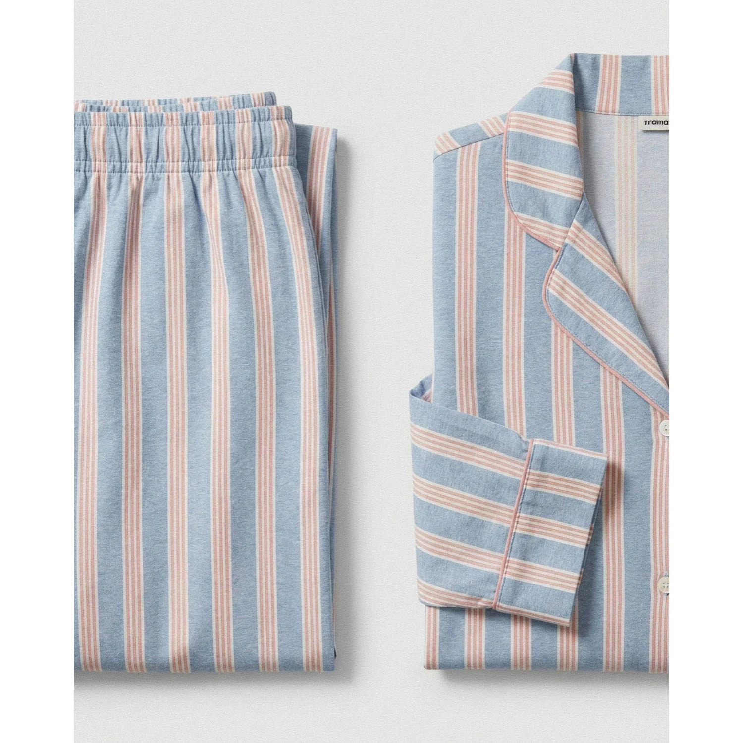 Pijama largo camisero algodón raya zena índigo