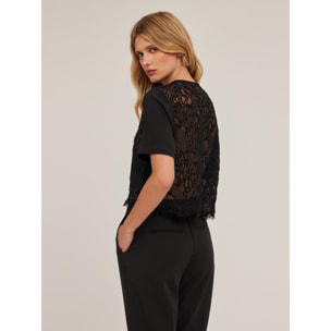 Motivi - T-shirt in pizzo macramé - Nero