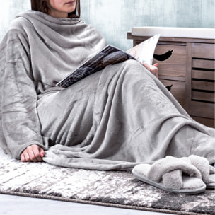 Plaid Tv Carol Coperta Indossabile con Maniche Grigio