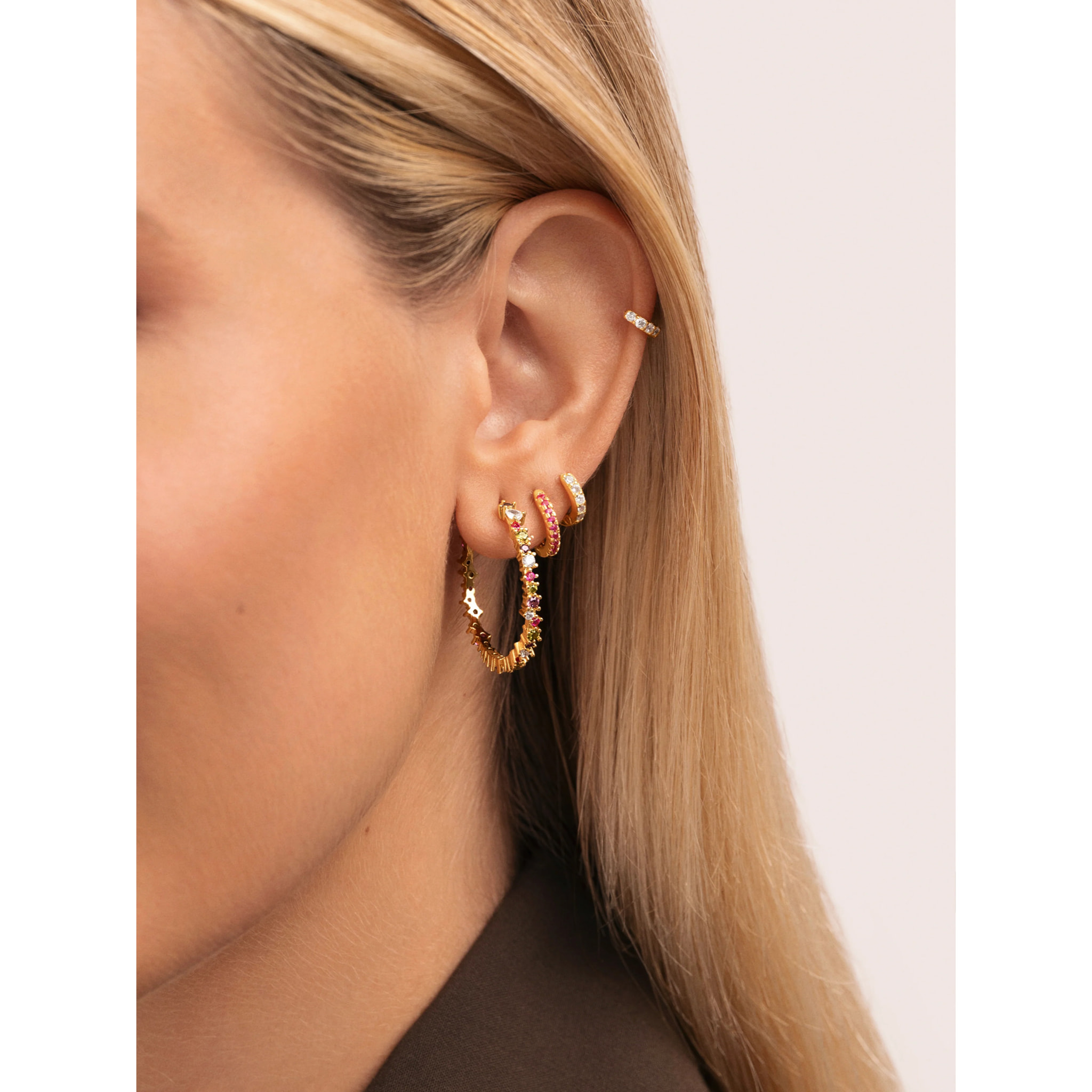 Pendientes Aro Estellar Colors L Baño Oro