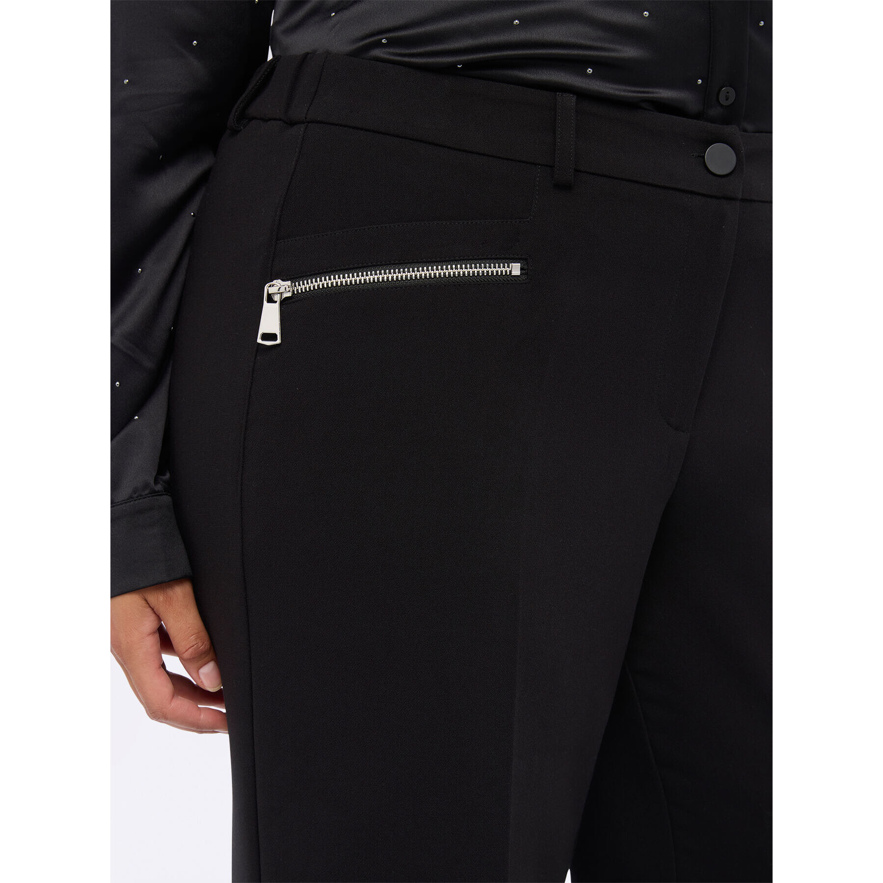 Fiorella Rubino - Pantalones Wide Leg con cremalleras decorativas - Negro