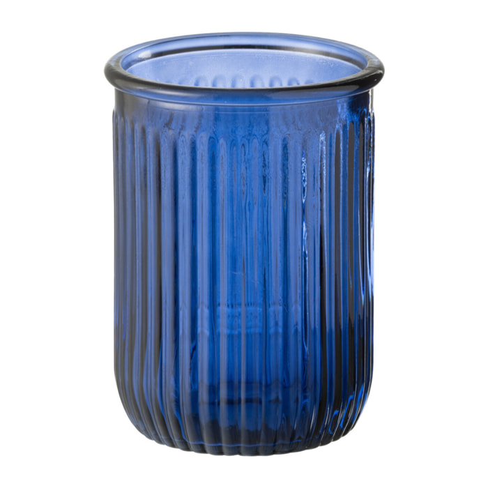 J-Line Vase Stripe Glass Blue