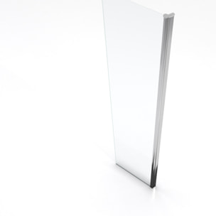 Volet pivotant pour paroi de douche fixe - 40x200cm - Verre transparent 6mm - Profile Chromé