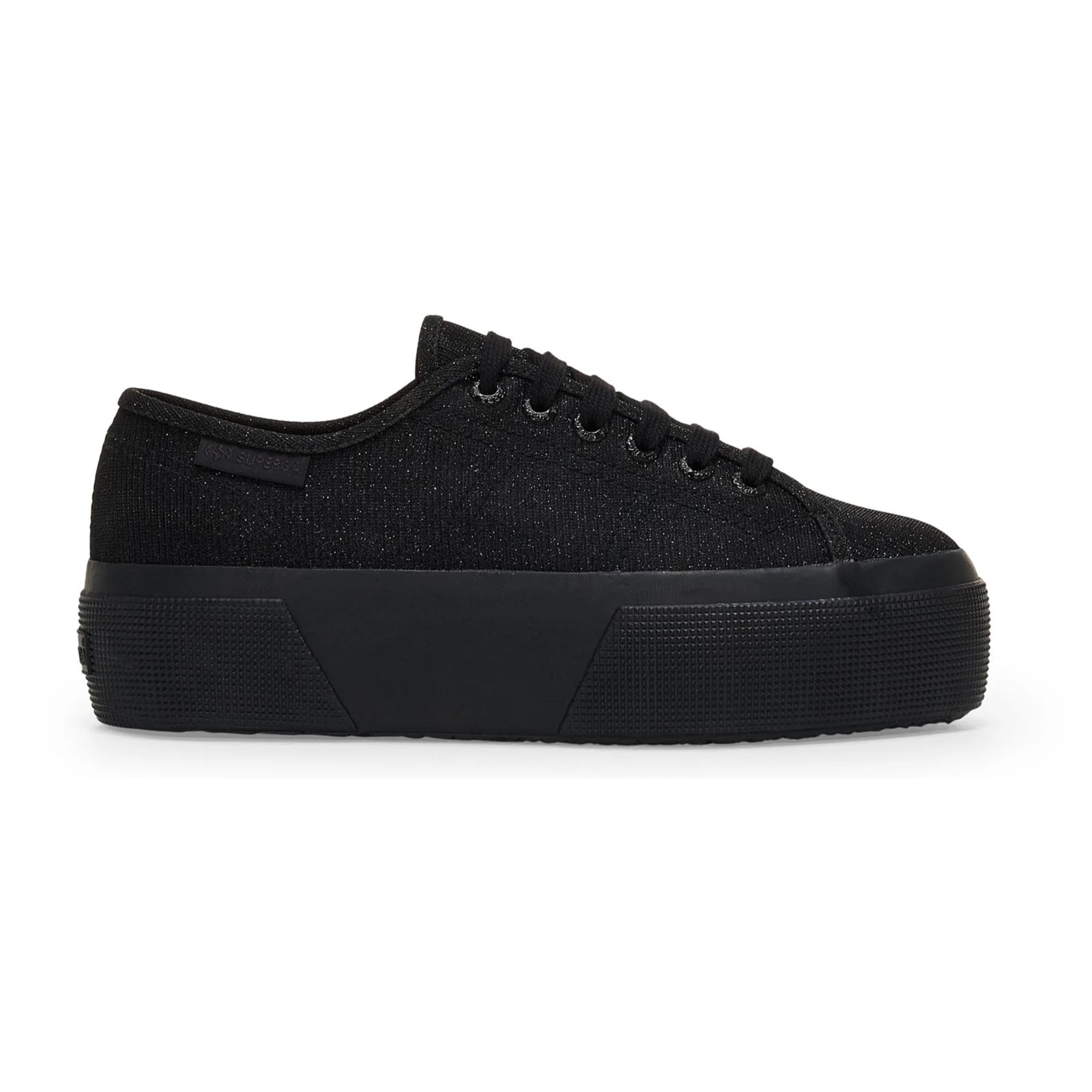 Scarpe da donna Superga Nero 3790 Platform Jersey Lame Leggera