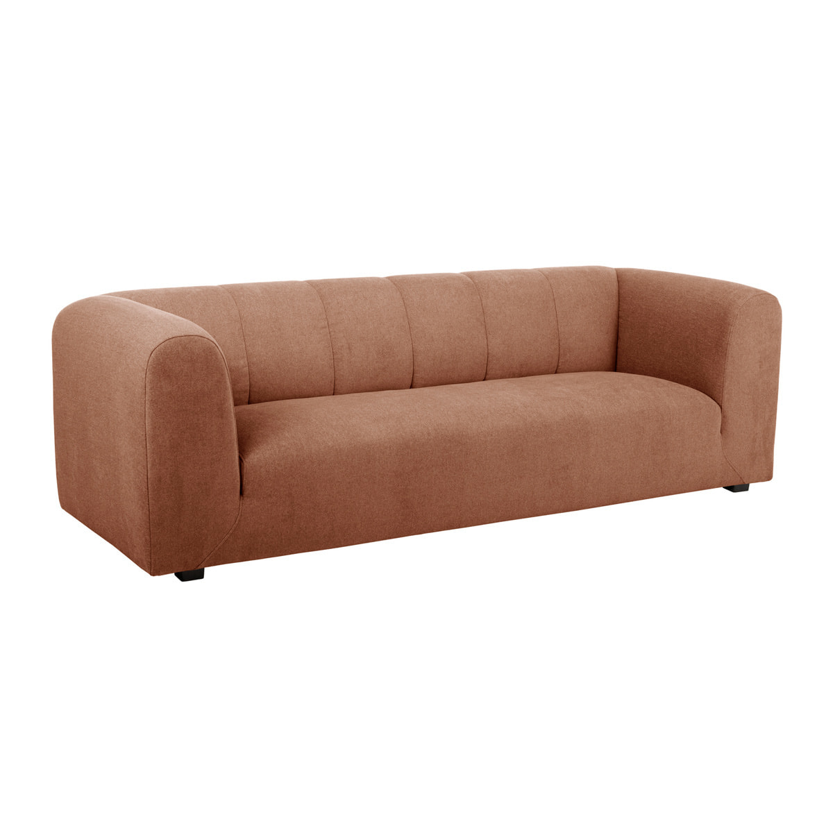 Canapé design en tissu effet velours terre brûlée 3-4 places OLIVEIRO