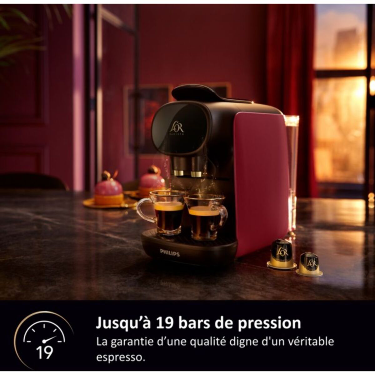Cafetière à dosette PHILIPS L or Barista rouge LM9012/50