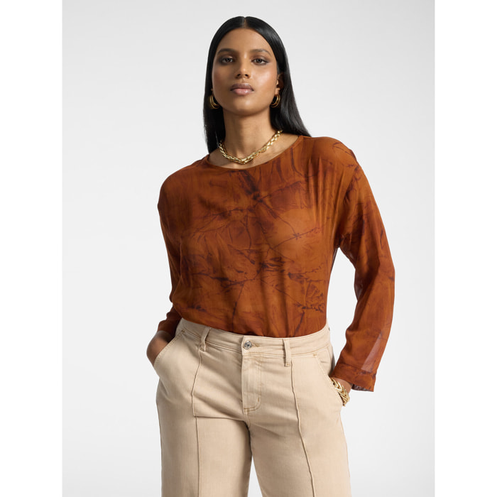 Elena Mirò - Blusa in georgette stampata - Arancione