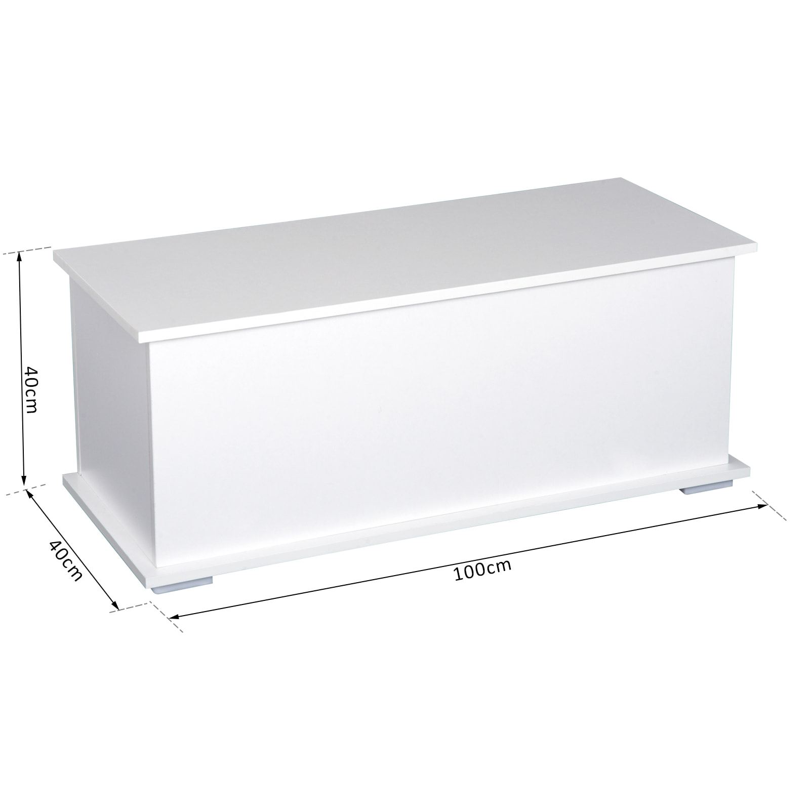 Coffre malle de rangement coffre à jouets dim. 100L x 40l x 40H cm panneaux particules blanc