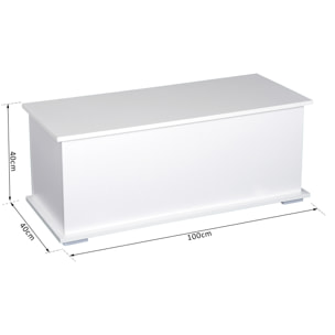 HOMCOM Coffre malle de rangement coffre à jouets dim. 100L x 40l x 40H cm panneaux particules blanc