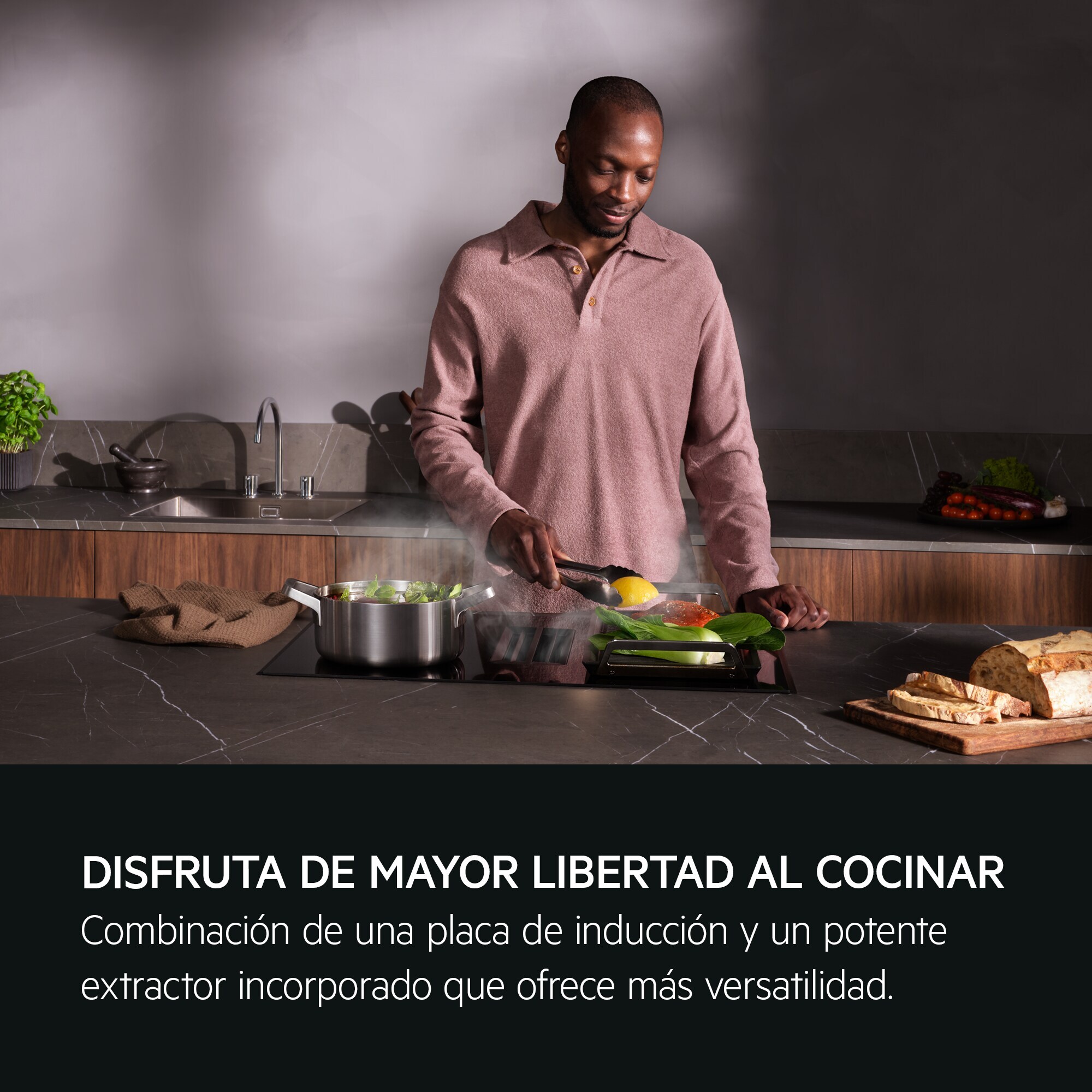 AEG Placa de inducción con campana extractora de 70 cm TCH74B01FB