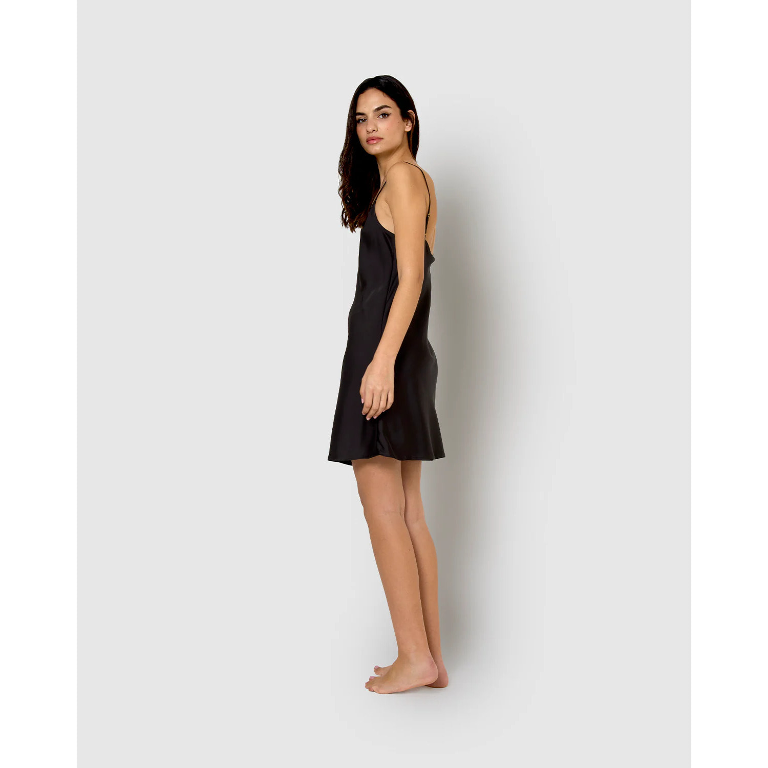 Camisón corto de satén new negro