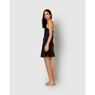 Camisón corto de satén new negro