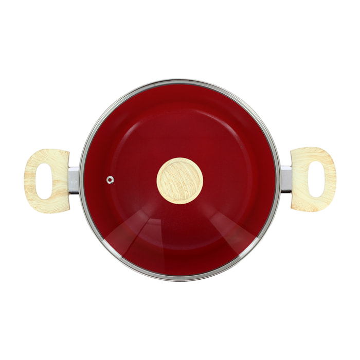 Faitout en revêtement céramique 24cm rouge - tous feux COLORAMA