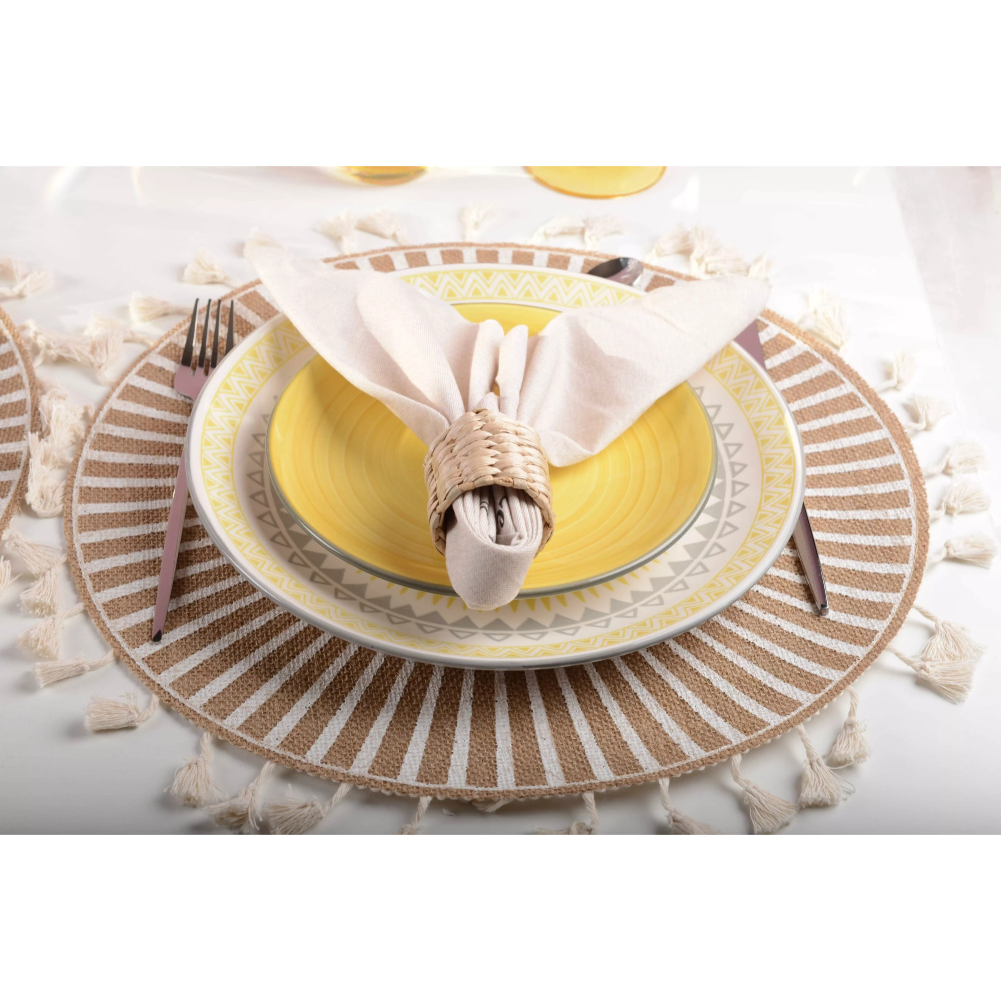 Lot de 6 Assiette a dessert jaune unie - coachella