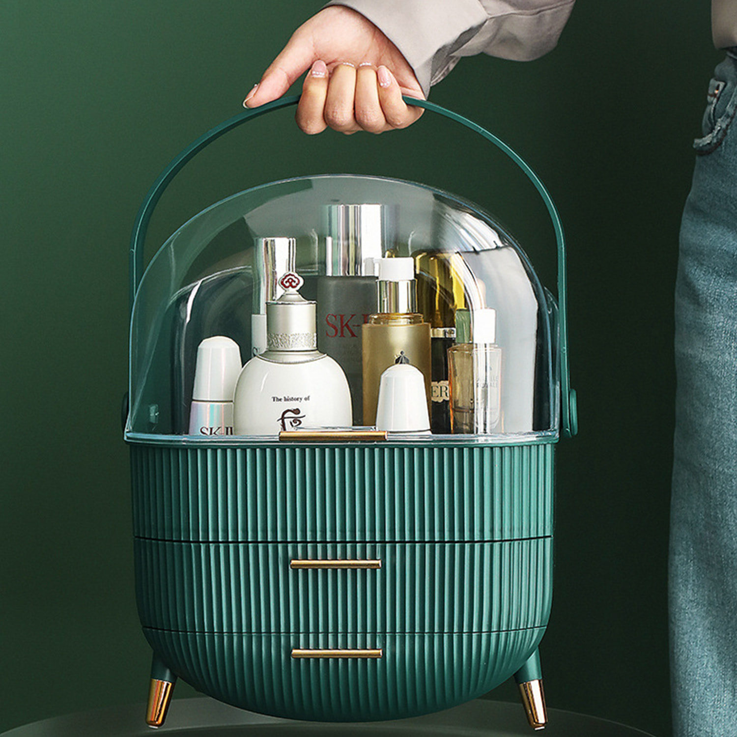 Organizer per cassetti per trucchi e cosmetici. A prova di polvere e acqua. Realizzato in polistirene ad alto impatto, alta resistenza.