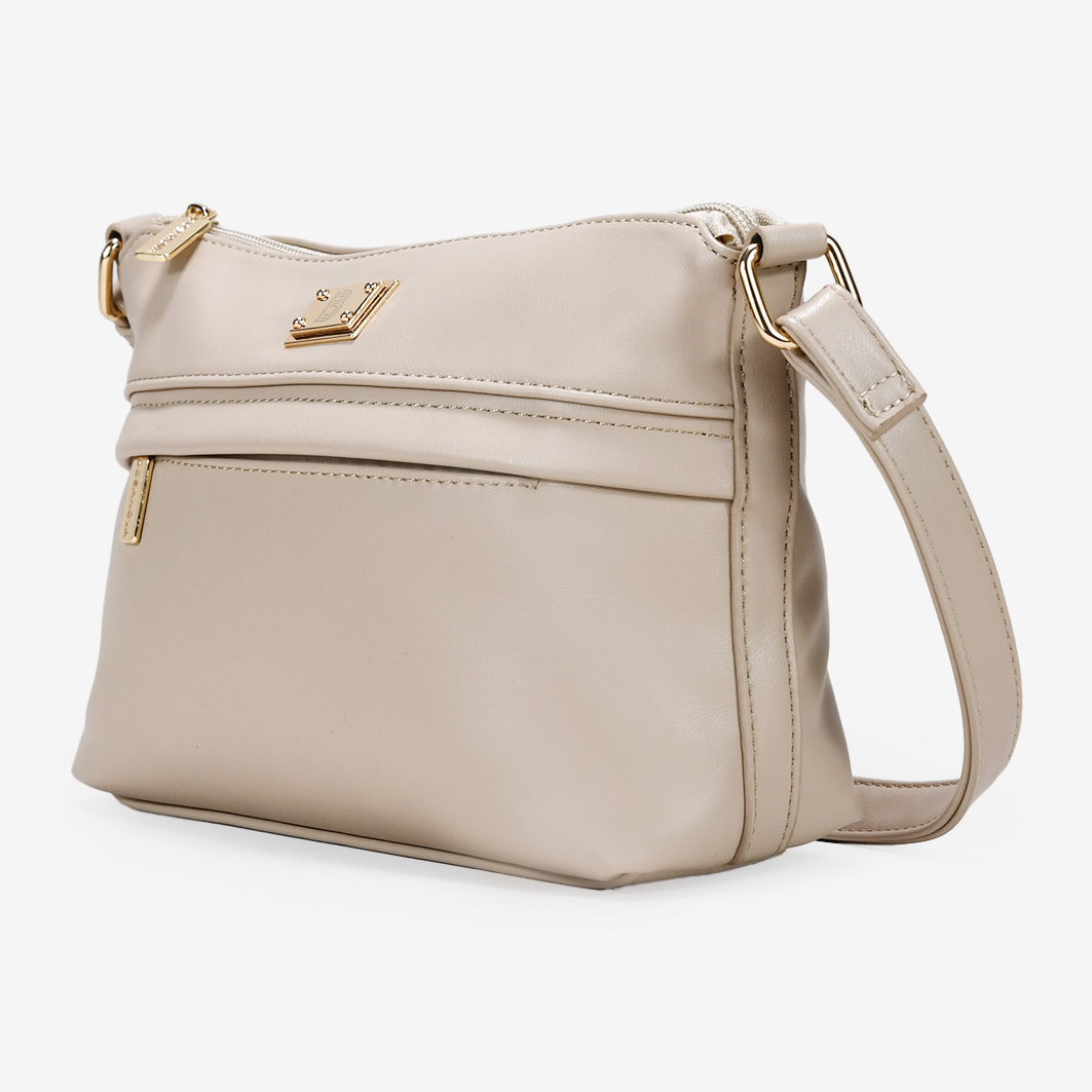 Bolso bandolera beige con bolsillo