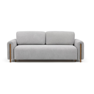 Glendale - canapé droit 3 places - convertible avec coffre - en tissu bouclette - Gris
