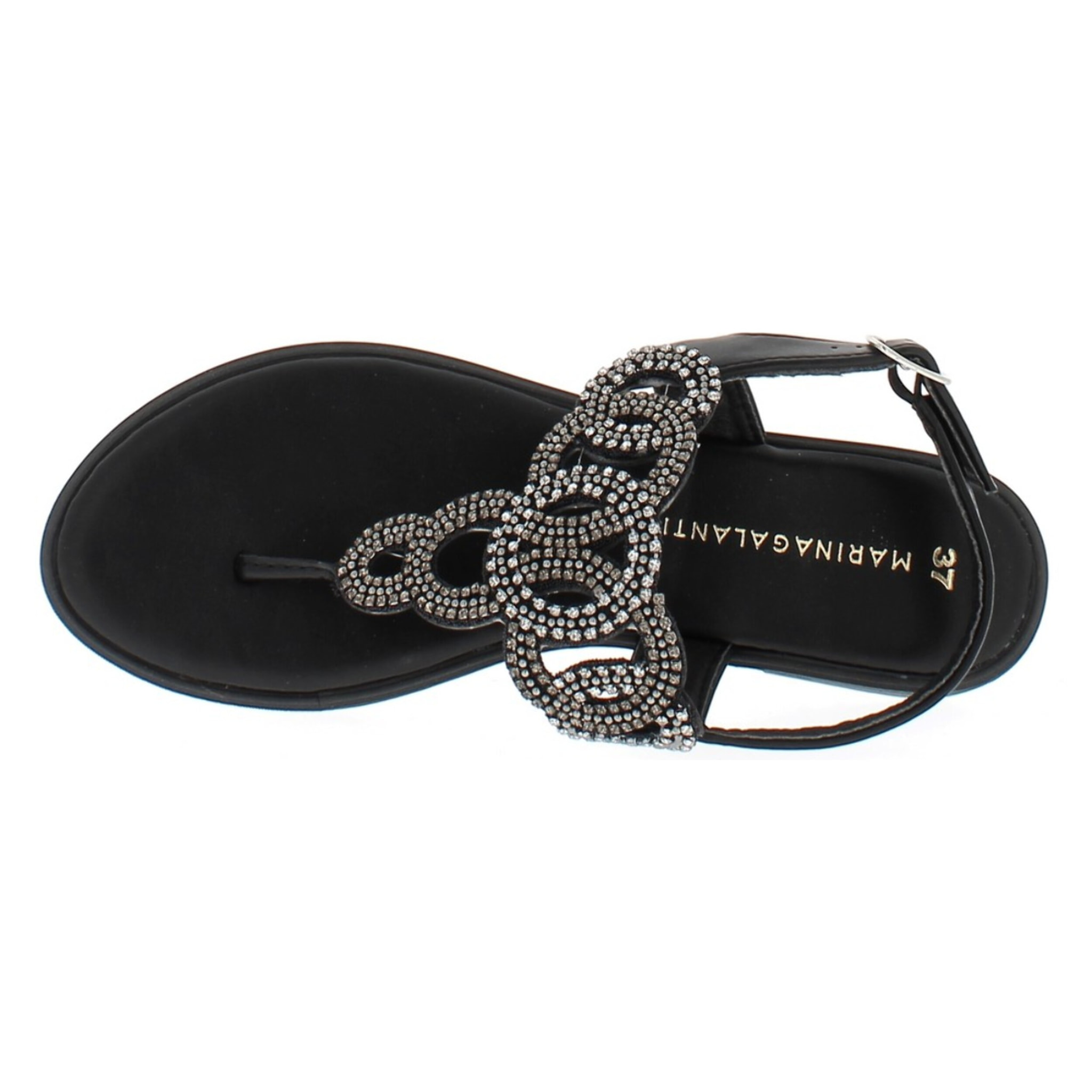Marina Galanti Scarpe Donna Flat Sandals Flip-Flop Jewel MG 1E168 Black