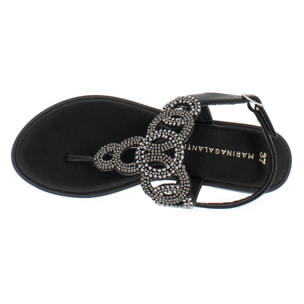 Marina Galanti Scarpe Donna Flat Sandals Flip-Flop Jewel MG 1E168 Black