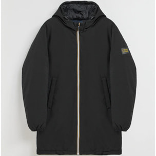 Cappotto nero trapuntato con cappuccio e toppa bicolore Polo Club