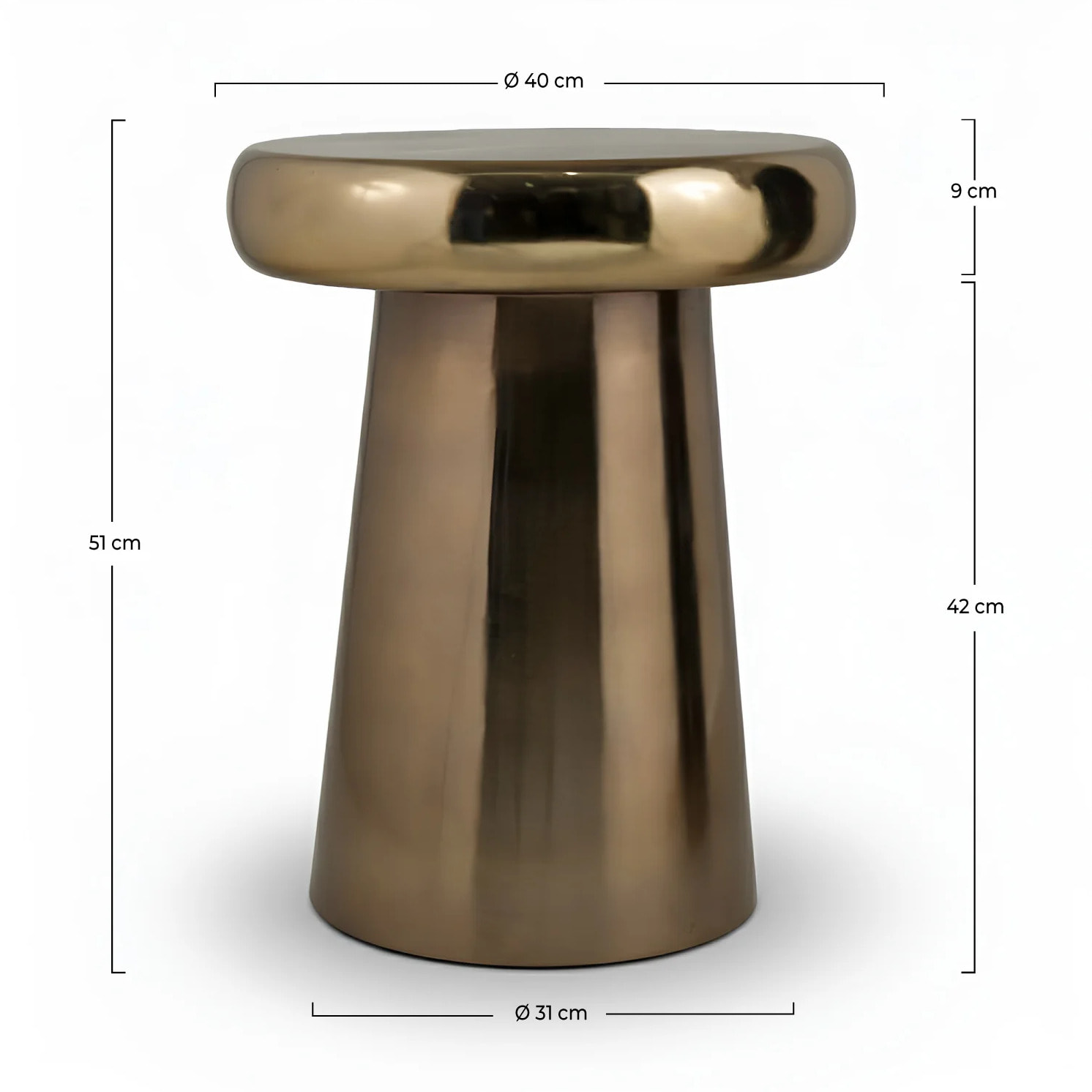 Table d'appoint ronde en métal doré D40 cm - Anouk