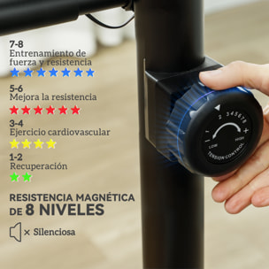 Bicicleta Estática en Casa con Resistencia Magnética Ajustable Bici Estática Silenciosa con Volante Sensor de Frecuencia Asiento Regulable Pantalla LCD y Soporte de Teléfono Carga 100 kg