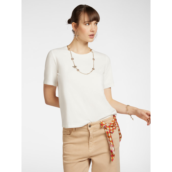 Elena Mirò - camiseta con collar - Blanco