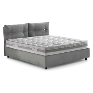 Letto piazza e mezza Miriam, Letto contenitore con rivestimento in tessuto, 100% Made in Italy, Apertura frontale, adatto per materasso Cm 120x190, Grigio