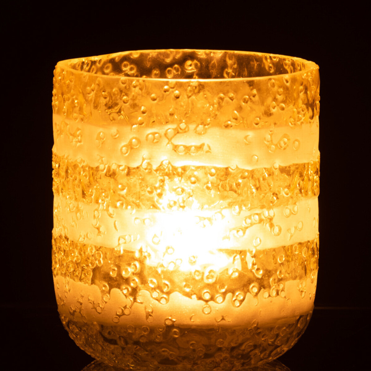 J-Line photophore Lignes - verre - jaune/blanc - small - 2 pièces