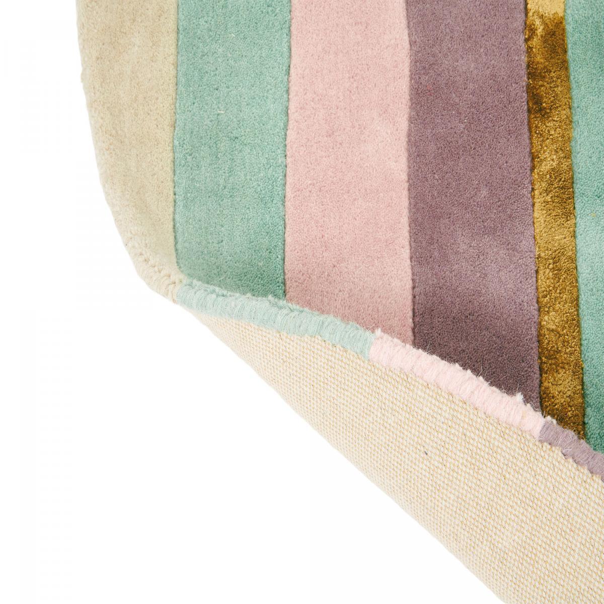 Tapis rond fait à la main en laine motif géométrique NUITOR