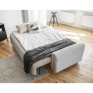 Glendale - canapé droit 3 places - convertible avec coffre - en tissu bouclette - Gris