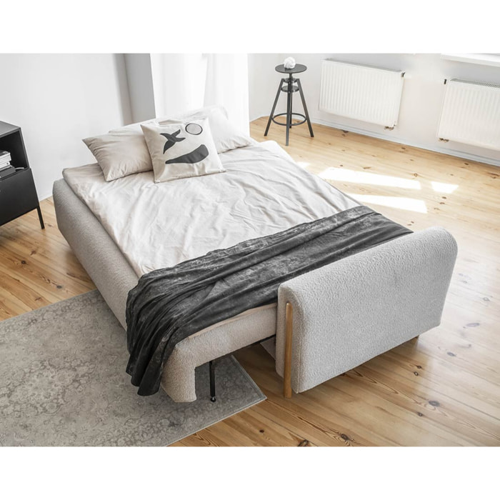 Glendale - canapé droit 3 places - convertible avec coffre - en tissu bouclette - Gris