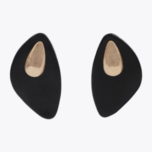 Orecchini grandi effetto pelle con pezzo metallico