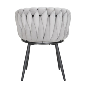 Chaise en velours tressé avec accoudoirs et pieds en métal - MELODIE 2