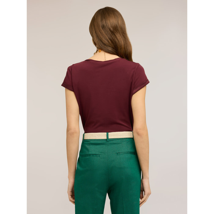 Motivi - Camiseta bimatérica - Burgundy