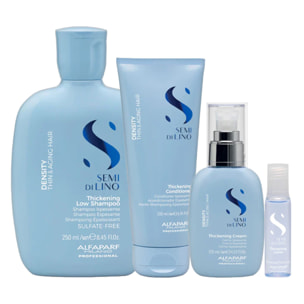 ALFAPARF MILANO kit Semi Di Lino Thickening Low Shampoo 250ml + Conditioner 200ml + Cream 125ml + Lotion 6x13ml