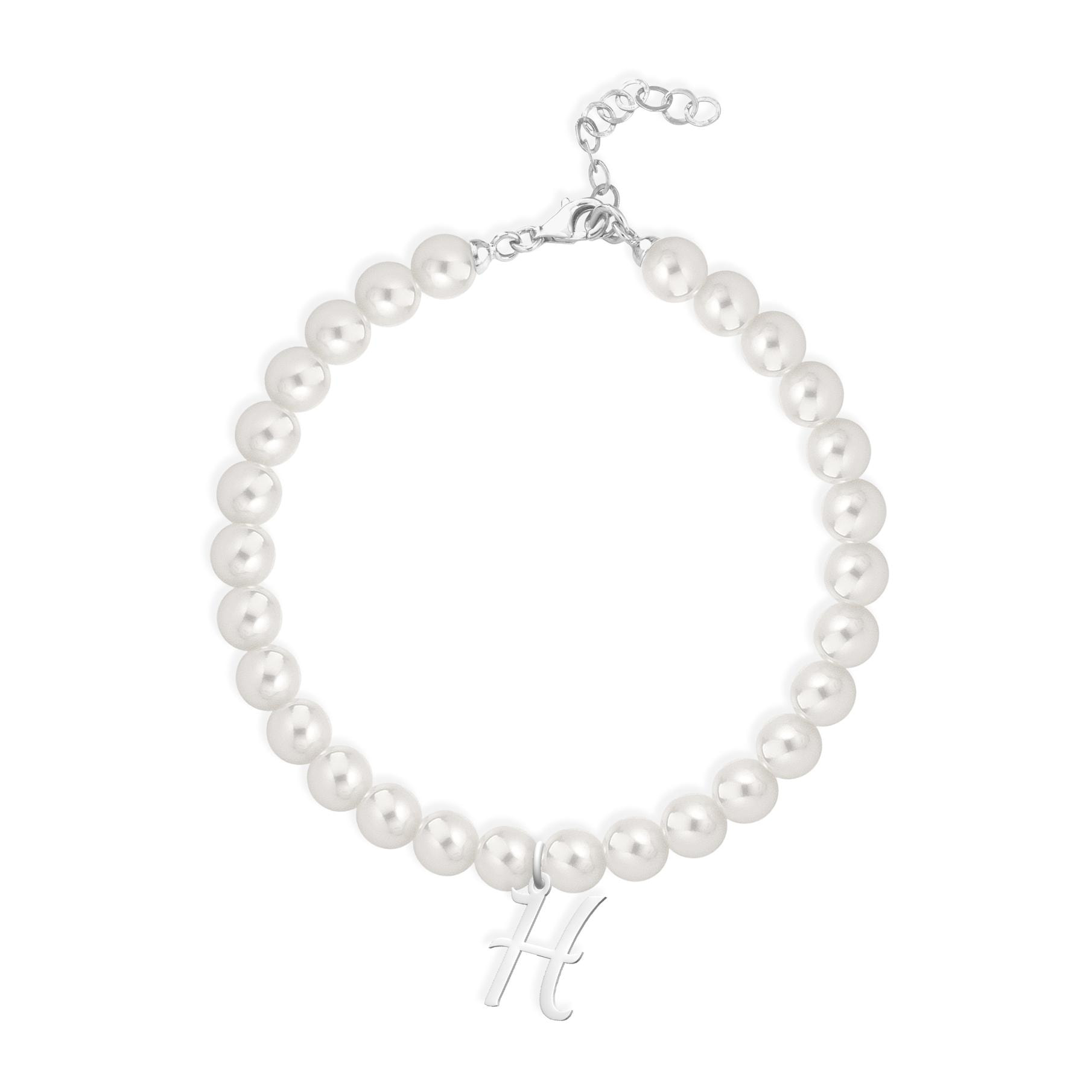 Bracciale Fujiko con Pendente Lettera H Perle Argento