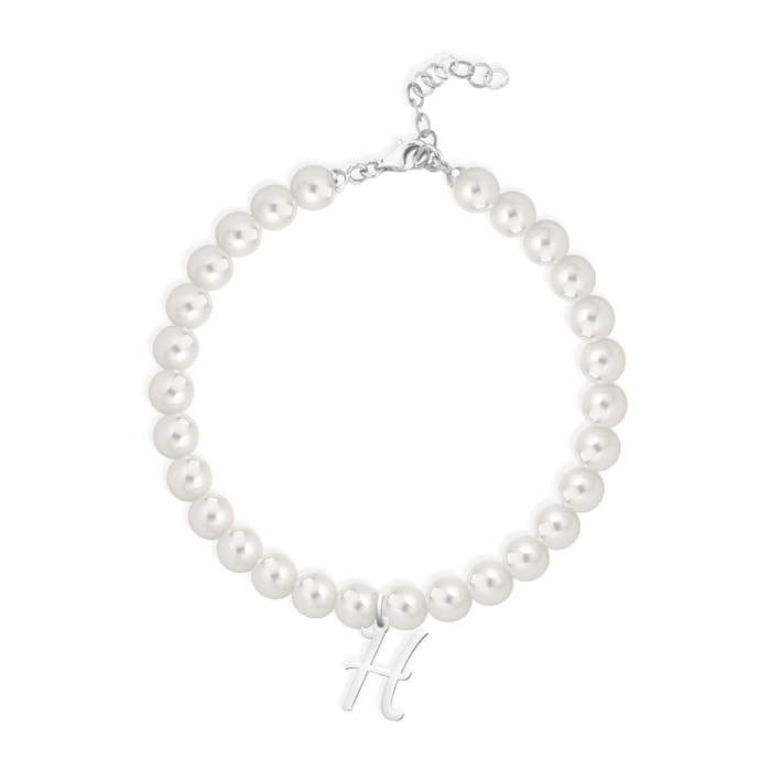 Bracciale Fujiko con Pendente Lettera H Perle Argento