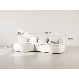 Angela - canapé d'angle gauche 4 places en velours texturé - Noir