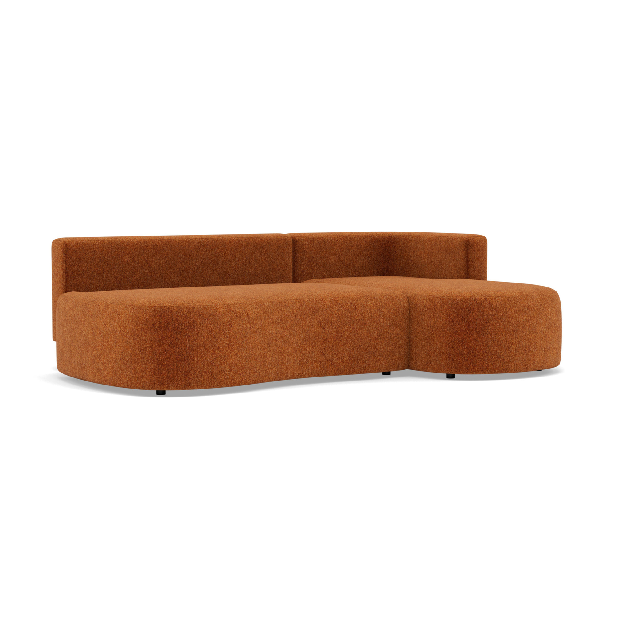 Mahina - canapé d'angle droit 4 places convertible avec coffre en tissu texturé - Terracotta